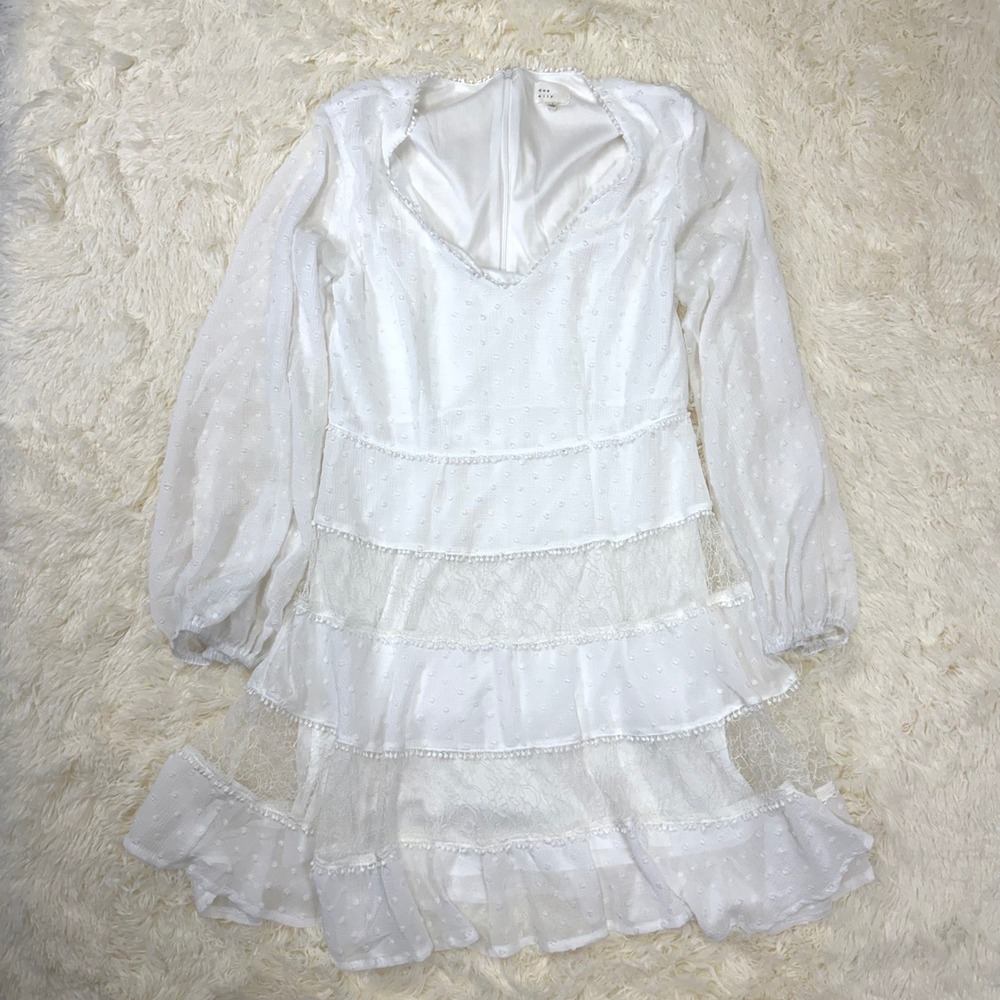 Dee Elly Lace White Dress Womens‎ Large Cottagecore Rehearsal Dinner Fairycore